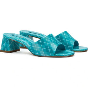 Larroude Brigitte Mule acqua argyle patent leather Size: 8